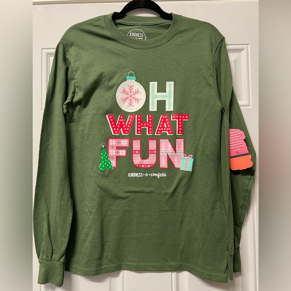 Kindness and Confetti Oh What Fun Christmas Long Sleeve  TShirt size small